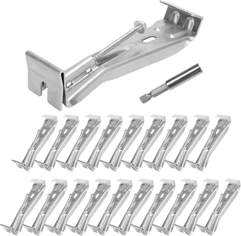 HIMIRICH 5 Inch Roofing Gutter Hangers, Quick Screw Hidden Gutter Support Brackets for Repairing Sagging 5 Inch K-Type Aluminum Gutters, Gutter Clips Comes with 1/4”Hex Drill Bit, 20 Pack - Image 1